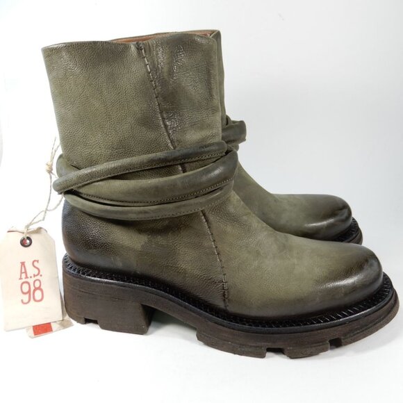 A.S.98 Linder Chunky Platform BOOTS Size 39 8.5 9 Green Leather NEW $399 - Picture 4 of 14